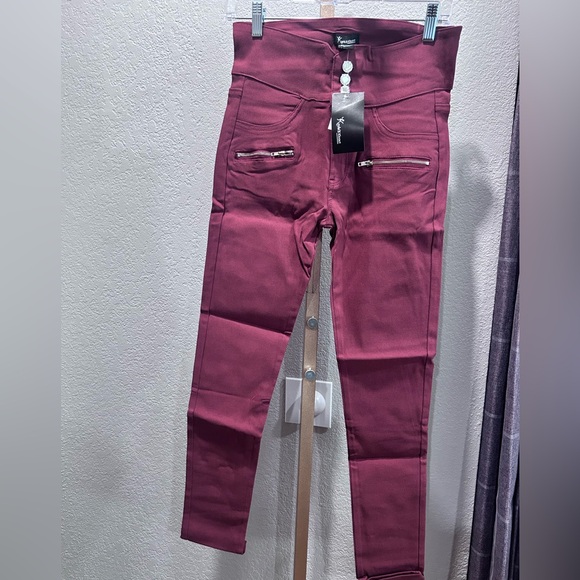 NWT Cami’s Closet Chic Rust Brown High-Waisted Jeggings with Zipper Pockets - Picture 5 of 6